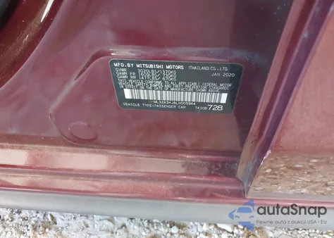 2020 Mitsubishi Mirage Es z USA, uszkodzony, nr VIN ML32A3HJ6LH005944